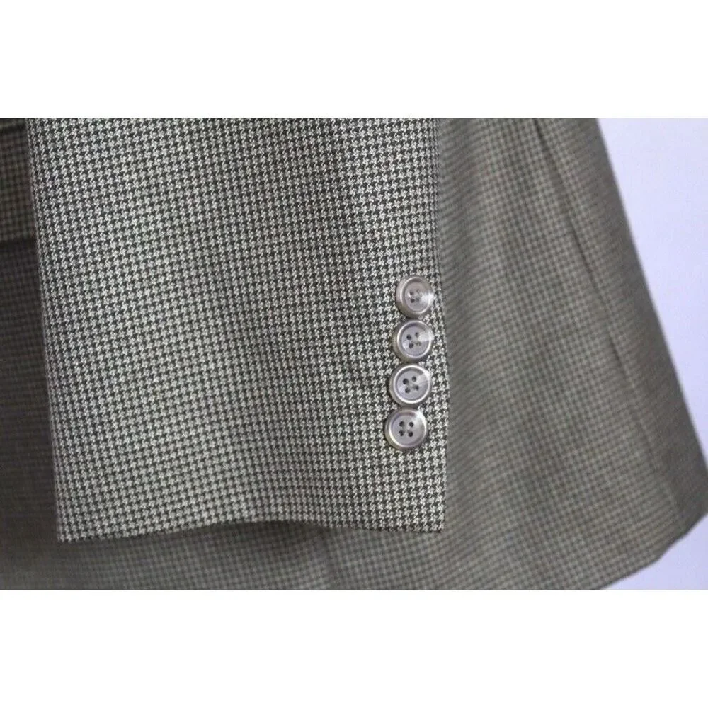 mens tan houndstooth Chaps soft all season blazer jacket sport suit‎ coat 46 L